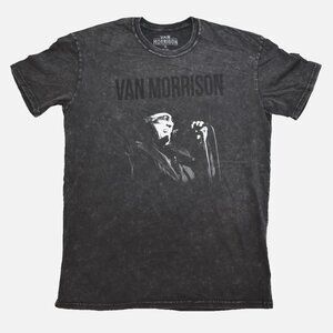 Van Morrison Legendary Music Artist Black Mineral Wash Adult Shirt New XL